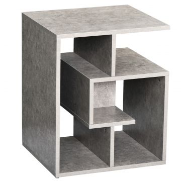 HOMCOM Bibliotecă Modernă pe 3 Niveluri din Lemn cu Efect Ciment, Dimensiuni 45x40x55cm, Gri Elegant | Aosom Romania