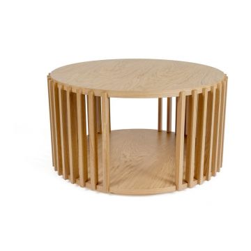 Măsuță auxiliară din lemn de stejar Woodman Drum, ø 83 cm