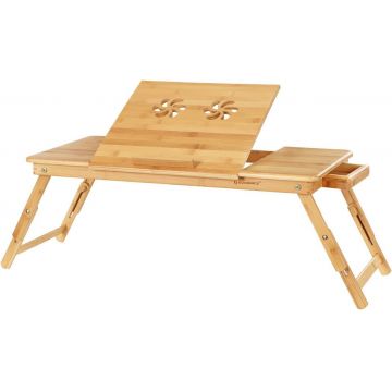 Masuta pentru laptop, Songmics, inaltime ajustabila, 71.5 x 35 x 21-29 cm, bambus