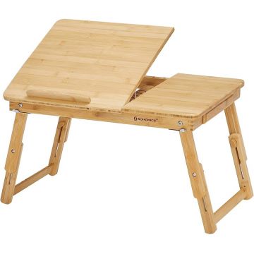 Masuta pentru laptop, Songmics, LLD01N, inaltime ajustabila, 55 x 35 x 21-29 cm, bambus