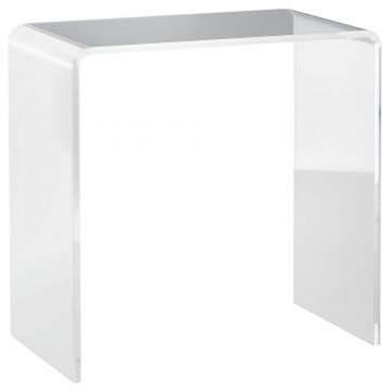 HOMCOM Masă Laterală Acrilică Fără Colturi, Margini Rotunjite, Spațiu Depozitare, 53.3x30.5x53.3cm, Transparent | Aosom Romania