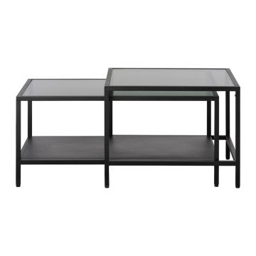 Măsuțe de cafea negre 2 buc. din sticlă 60x60 cm Bronco – Unique Furniture