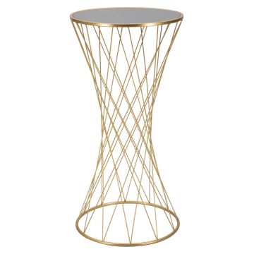 Masuta inalta, Tower New, Mauro Ferretti, Ø50 x 100 cm, fier/MDF/oglinda, auriu