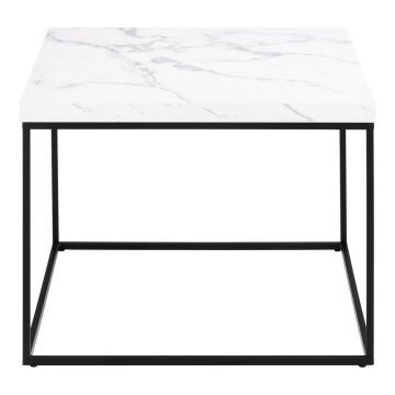 Măsuță de cafea albă cu blat cu aspect de marmură 60x60 cm Barossa – Actona