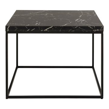 Măsuță de cafea neagră cu blat cu aspect de marmură 60x60 cm Barossa – Actona