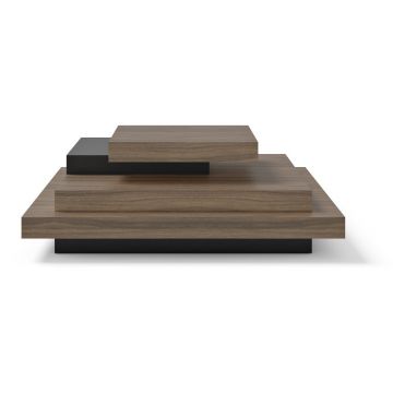 Măsuță de cafea negru-natural cu aspect de lemn de nuc 110x110 cm Slate – TemaHome ieftina