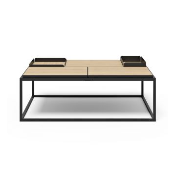 Măsuță de cafea negru-natural cu blat cu aspect de lemn de stejar 75x120 cm Douro – TemaHome ieftina