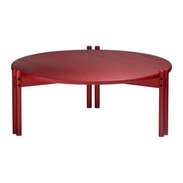 Măsuță de cafea roșie rotundă din lemn masiv de pin ø 80 cm Sticks – Karup Design