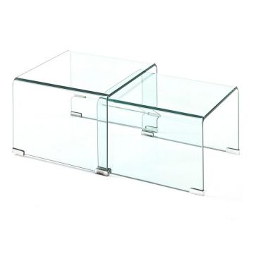 Măsuțe de cafea 2 buc. din sticlă 44.5x49 cm Cristal – Tomasucci