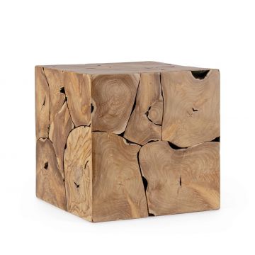 Masuta de cafea Elwood, Bizzotto, 40 x 40 x 40 cm, radacini din lemn de tec