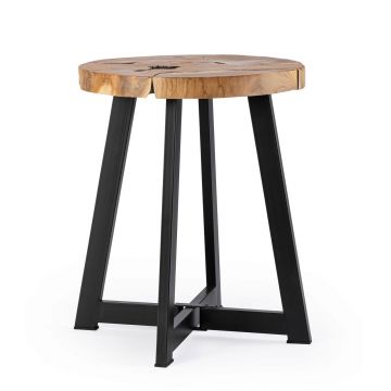Masuta de cafea Elwood, Bizzotto, Ø40 x 45 cm, radacini din lemn de tec/otel