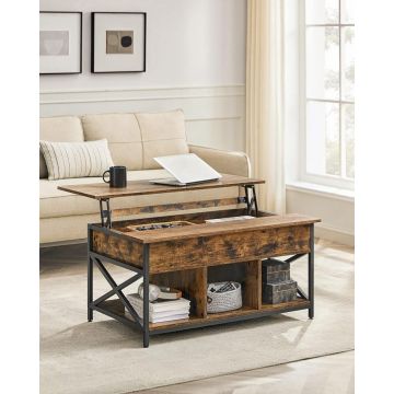 Masuta de cafea extensibila, Vasagle, Maro-Negru, 100x60x(48—62) cm