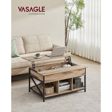 Masuta de cafea extensibila, Vasagle, Maro-Negru, 100x60x(48—62) cm