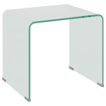 HOMCOM Măsuță de Cafea Modernă cu Picioare Antiderapante, Măsuță din Sticlă Securizată, 50x40x45 cm, Transparentă, Design Elegant | Aosom Romania