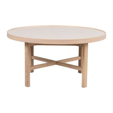 Măsuță de cafea în culoare naturală rotundă cu blat ceramic 90x90 cm Marsden – Rowico