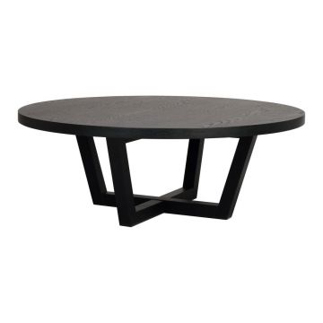 Măsuță de cafea neagră rotundă cu aspect de lemn de stejar ø 110 cm Boxford – Rowico