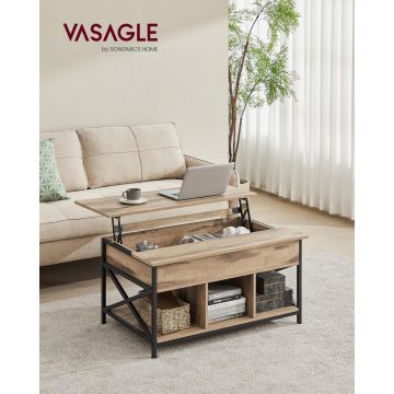 Masuta de cafea extensibila, Vasagle, Maro-Negru, 100x60x(48—62) cm