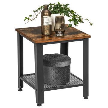 Masă Auxiliară din metal, material pe bază de lemn, 40/40/45 cm