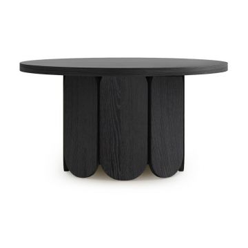 Măsuță de cafea neagră rotundă cu aspect de lemn de stejar ø 78 cm Soft – Woodman