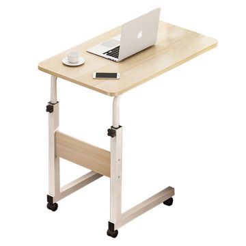 Masuta Cafea Laterala MDF, C shape, Natural - Nuc, 60x85x40 cm