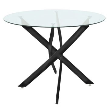 Masuta de cafea Antoro blat din sticla si picioare din metal negru 80x80x75 cm la reducere