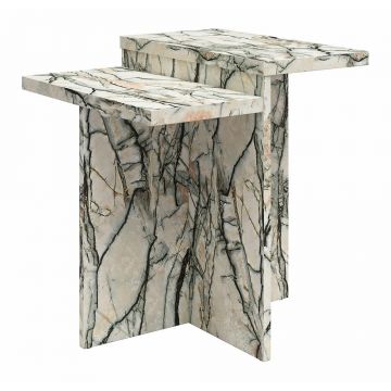 Măsuță de cafea bej cu aspect de marmură 56x56 cm Brielle – CosmoLiving by Cosmopolitan