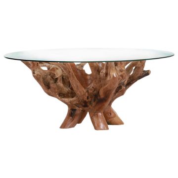 MĂSUțĂ DE CAFEA din lemn, sticlă 110/110/46 cm