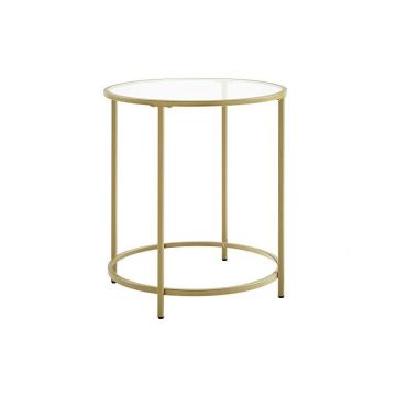 Masuta de Cafea Model Araceli, 50x50x55 cm, Auriu, Blat Sticla securizata la reducere