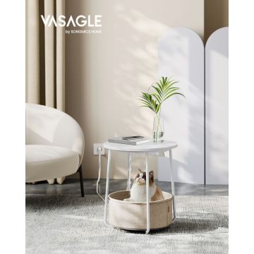 Masuta laterala cu priza Vasagle Alb 45x45x50 cm