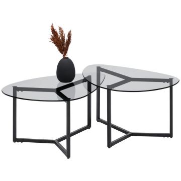 SET MĂSUȚE DE CAFEA din metal, sticlă 82,5/59/36,5-40 cm