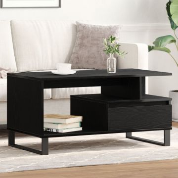 Masă de cafea Negru Stejar 90x49x45 cm Lemn prelucrat
