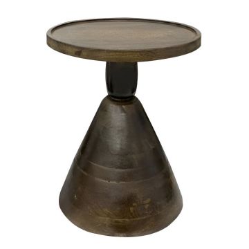 Masa laterala Spello  din lemn de mango solid  Alb decapata D38x46cm 38x38