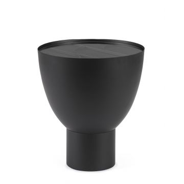 Masuta de cafea Archie, Bizzotto, D40.5x45.5 cm, otel/sticla temperata, negru