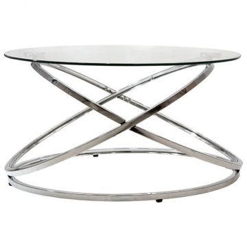Masuta de Cafea Model Sierra, 80x80x43 cm, Argintiu, Blat Sticla securizata la reducere