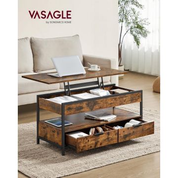 Masuta de cafea, Vasagle, Maro-Negru, 100x50x48 cm ieftina