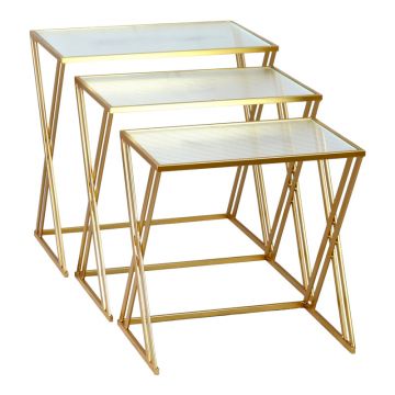 Set 3 masute de cafea Pitche, Auriu, 80x37x123 cm