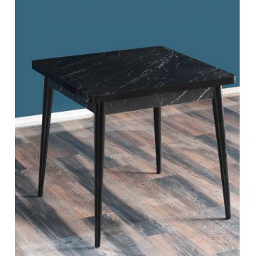 Masa, Beckley, Flora Bendir, 80x80x76.5 cm, Alb/Negru