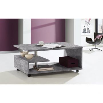 Masa Cafea Belgrad, Beton Optic Gri Deschis, Cu Rotile, 105 Cm
