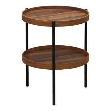 Masă laterală Portogie MDF nuc - metal negru D40x50cm