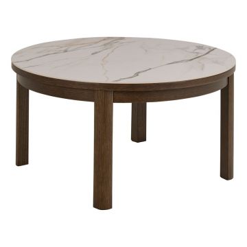 Măsuță de cafea bej-maro închis rotundă cu blat ceramic ø 90 cm Southampton – Actona