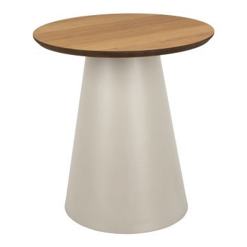 Măsuță de cafea crem/în culoare naturală rotundă cu blat cu aspect de lemn de stejar ø 45 cm Soli – Actona