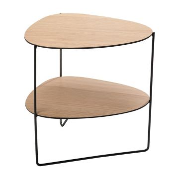 Măsuță de cafea în culoare naturală din metal 37x44 cm Curve Double Wood – LIND DNA
