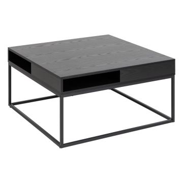 Măsuță de cafea neagră cu blat cu aspect de lemn de frasin 80x80 cm Willford – Actona