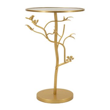 Masuta de cafea Birds Glass, Mauro Ferretti, 38x60 cm, fier/sticla, auriu