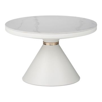 Masuta de cafea Coozlin Inart metal marmura alba D70x40cm