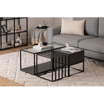 Masuta de cafea, Howard, Charlotte, 90x37x90 cm, Negru