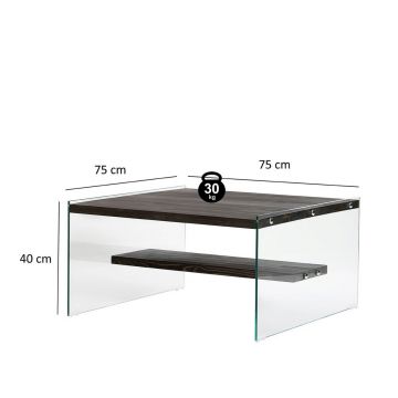 Masuta de cafea, Neostill, Aqua, 75x40x75 cm, Sticla temperata, Antracit ieftina