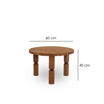 Masuta de cafea, Neostill, Ida 60, 60x40x60 cm, Lemn masiv, Castan