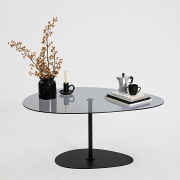 Masuta de cafea, Neostill, Porto, 90x40x60 cm, Sticla temperata, Gri închis/negru ieftina