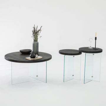 Masuta de cafea, Neostill, Serenity, 70x40 cm, Sticla temperata, Antracit / Transparent ieftina